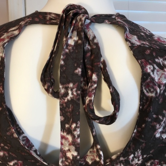 French Connection Gray Long Sleeves Front Drape  Back Tie Floral Blouse Size S - Picture 7 of 15